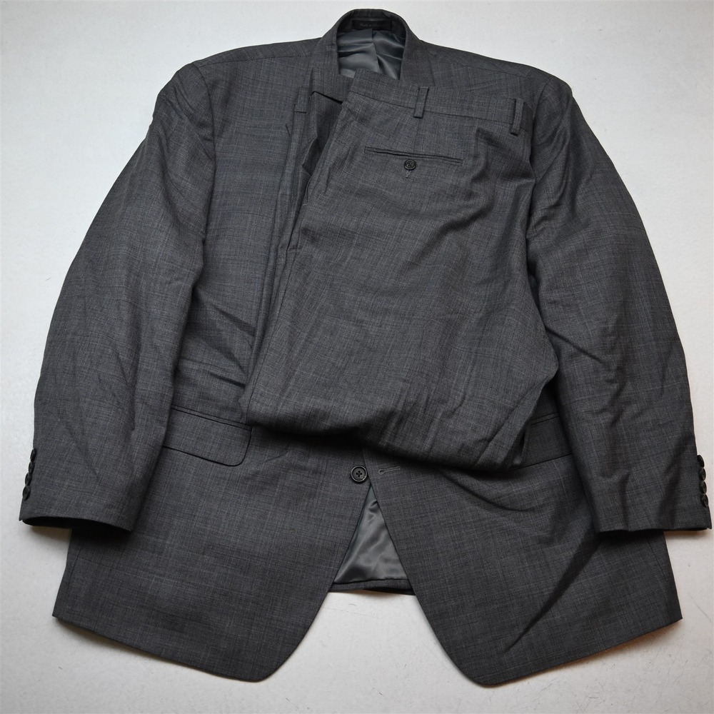 Chaps Ralph Lauren 48R 40x30 Gray Sharkskin 100% Wool Mens Jacket Pants Suit